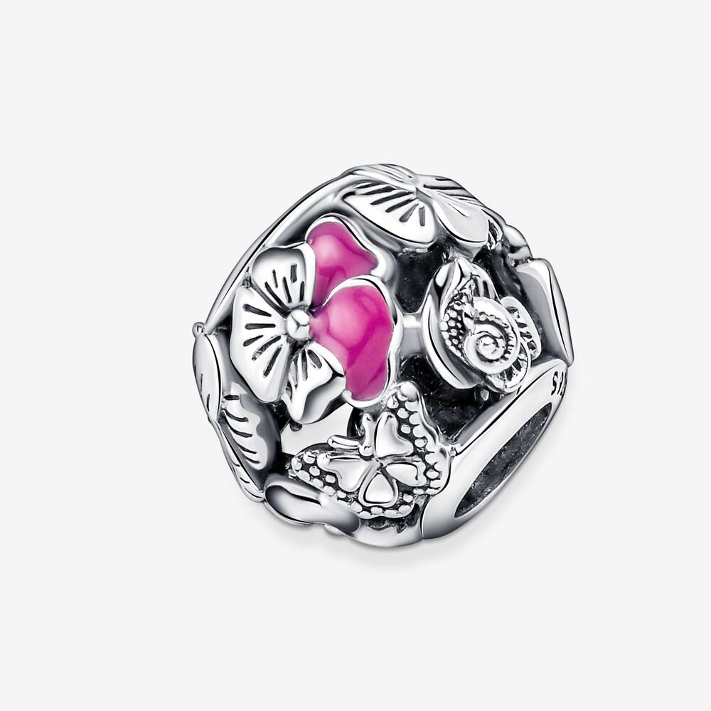 Pandora 790777C01 Pink Pansy Flower Charm
