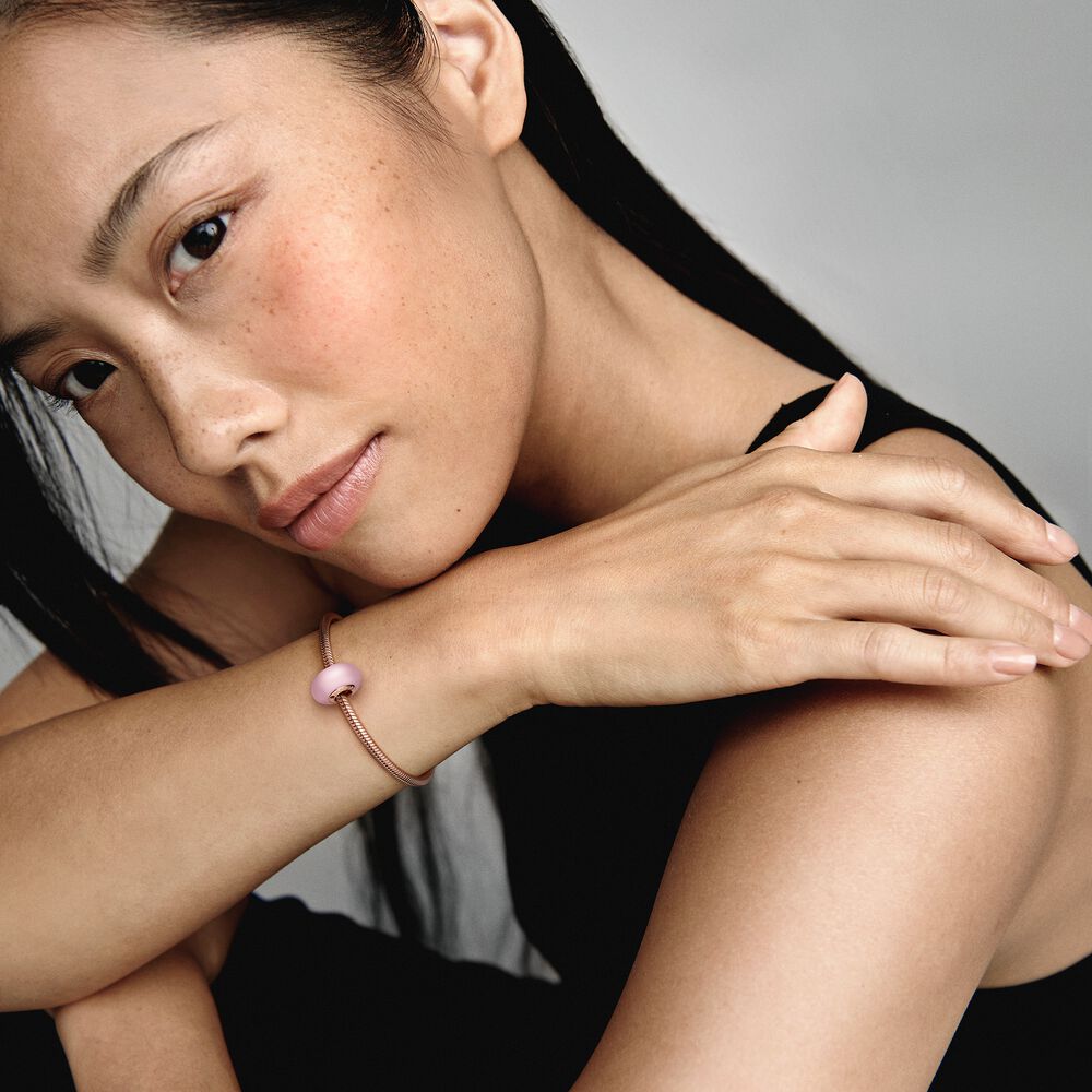 pink charm ハツネ Pandora PINK Heart Effervescence Murano Charm CZ S925ALE Authentic